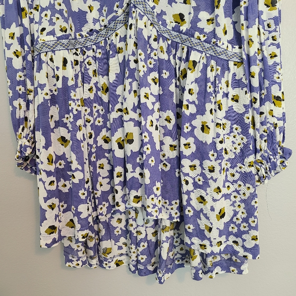 Free People Lavendar Love Letter Floral Flowy Hi-Lo Tunic Blouse - Picture 4 of 16